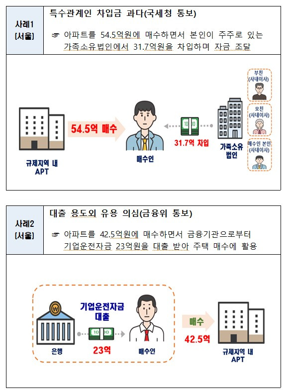 "가족 소유 법인서 돈 빌려 아파트 매수"…국토부, 위법의심거래 317건 적발