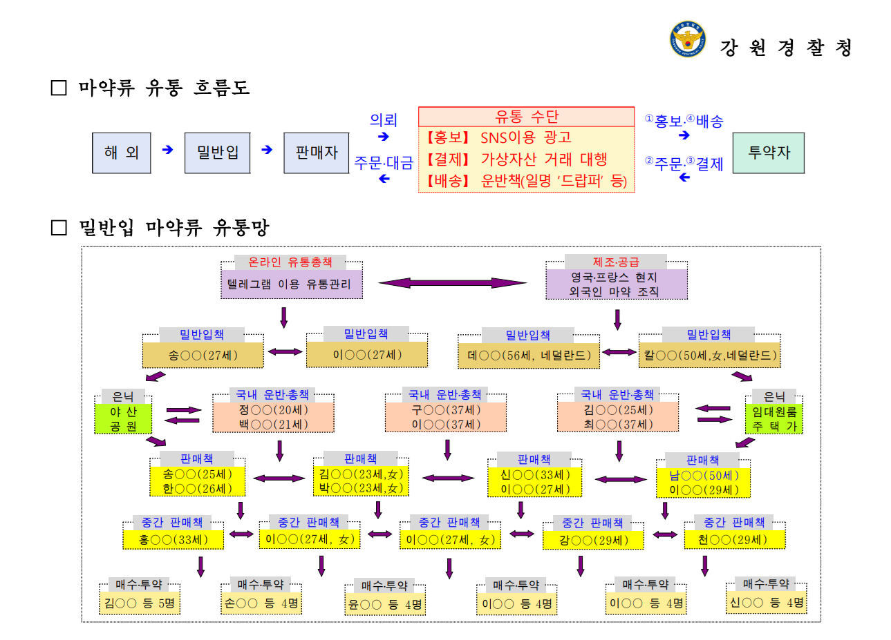 '신체에 숨겨 밀반입'…강원경찰, 유럽발 마약 유통 일당 무더기 검거