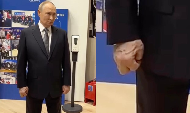 푸틴 '붓고 핏줄 도드라진 손' 포착…'건강 이상설' 또다시 확산