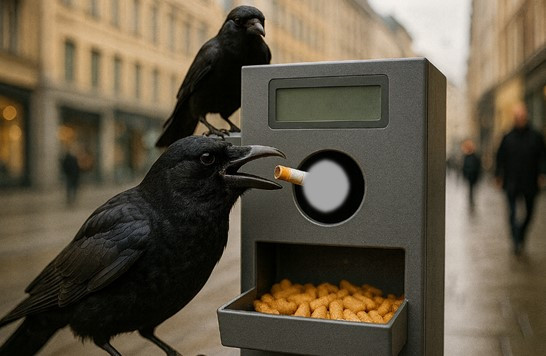 담배꽁초 버리면 먹이가 툭…스웨덴서 '까마귀 청소단' 실험
