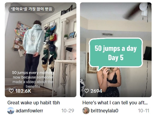 "일어나자마자 50번 점프"…국내에서도 퍼지는 '갓생 루틴' 챌린지