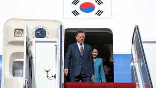 문 대통령, 미국 안착…1박4일 중재외교 시동