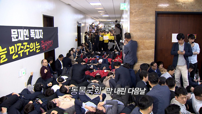 [<em class='find'>영상</em>구성] '동물국회' 막내린 다음날…결석 깁스 삭발