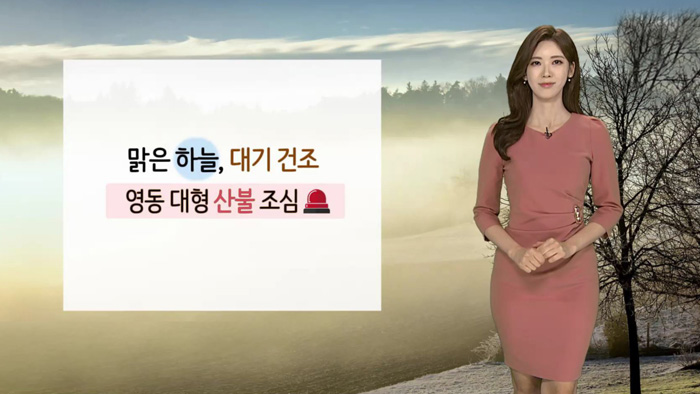 [날씨] 맑은 하늘, 대기 건조…<em class='find'>영동</em> 대형 산불 주의