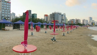 포항 영일대해수욕장 거리두기 3단계 첫날 '한산'