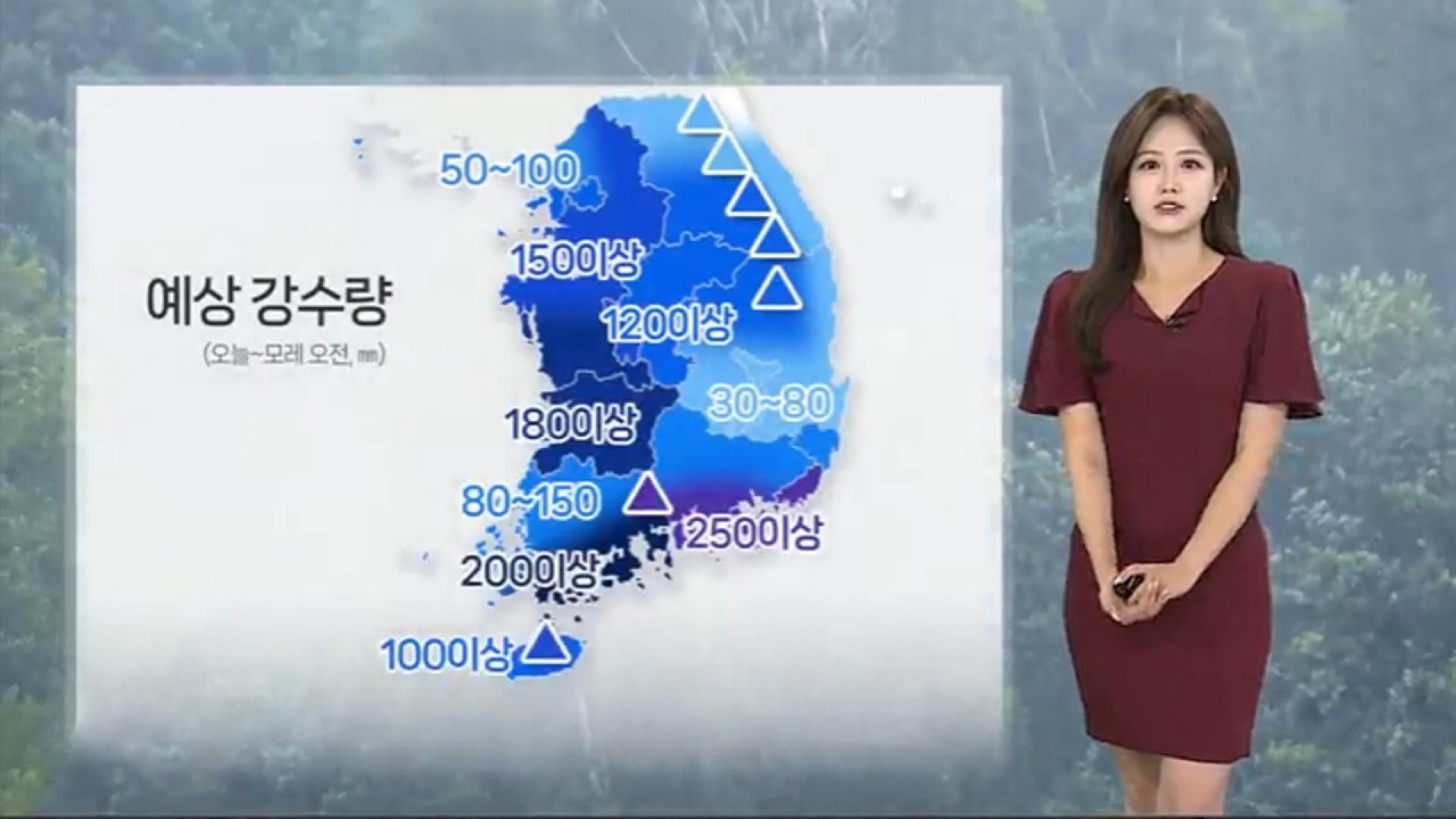 [날씨] 폭염 뒤 극한 호우…모레까지 최대 250㎜ 많은 <em class='find'>비</em>
