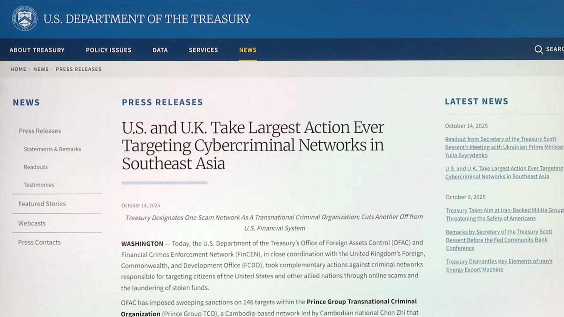 미국·영국도 캄보디아 온라인카지노 합법 벳무브조직 정조준…코인 압류·기소