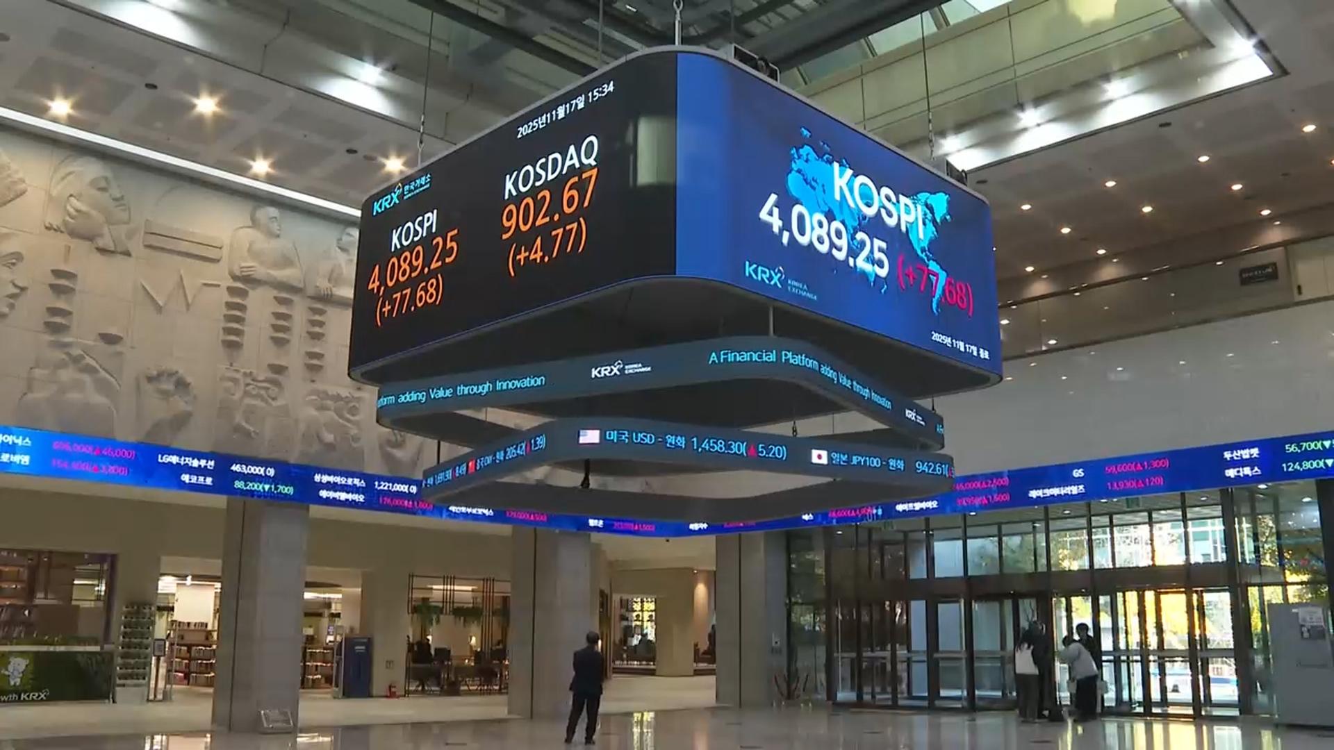 'AI 거품론' 극복한 코스피…4,080선 상승 마감