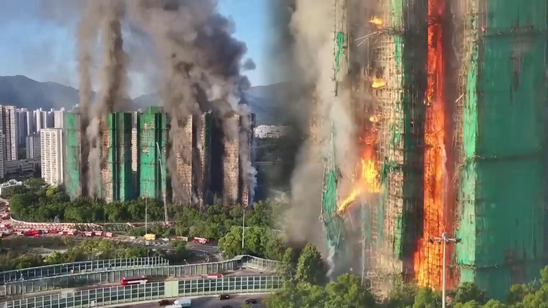 홍콩 온라인카지노 화재로 279명 실종…20시간째 불길 계속