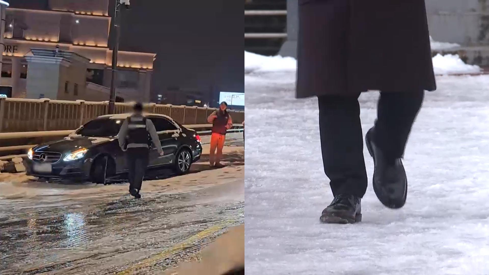 미끄러지고 부딪히고…폭설 <em class='find'퇴근</em 이어 빙판 출근