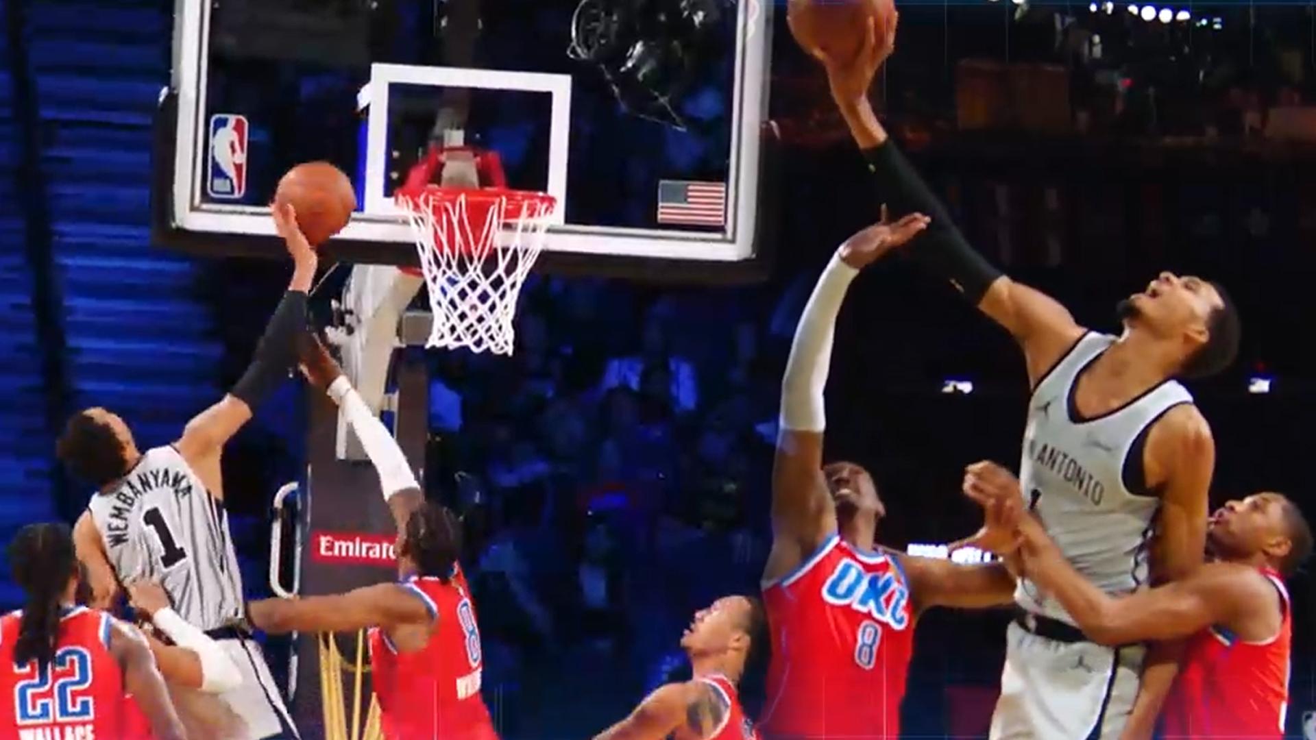 [오늘의 영상] 224cm 높이의 위력…웸반야마, 터치 한 번으로 득점!