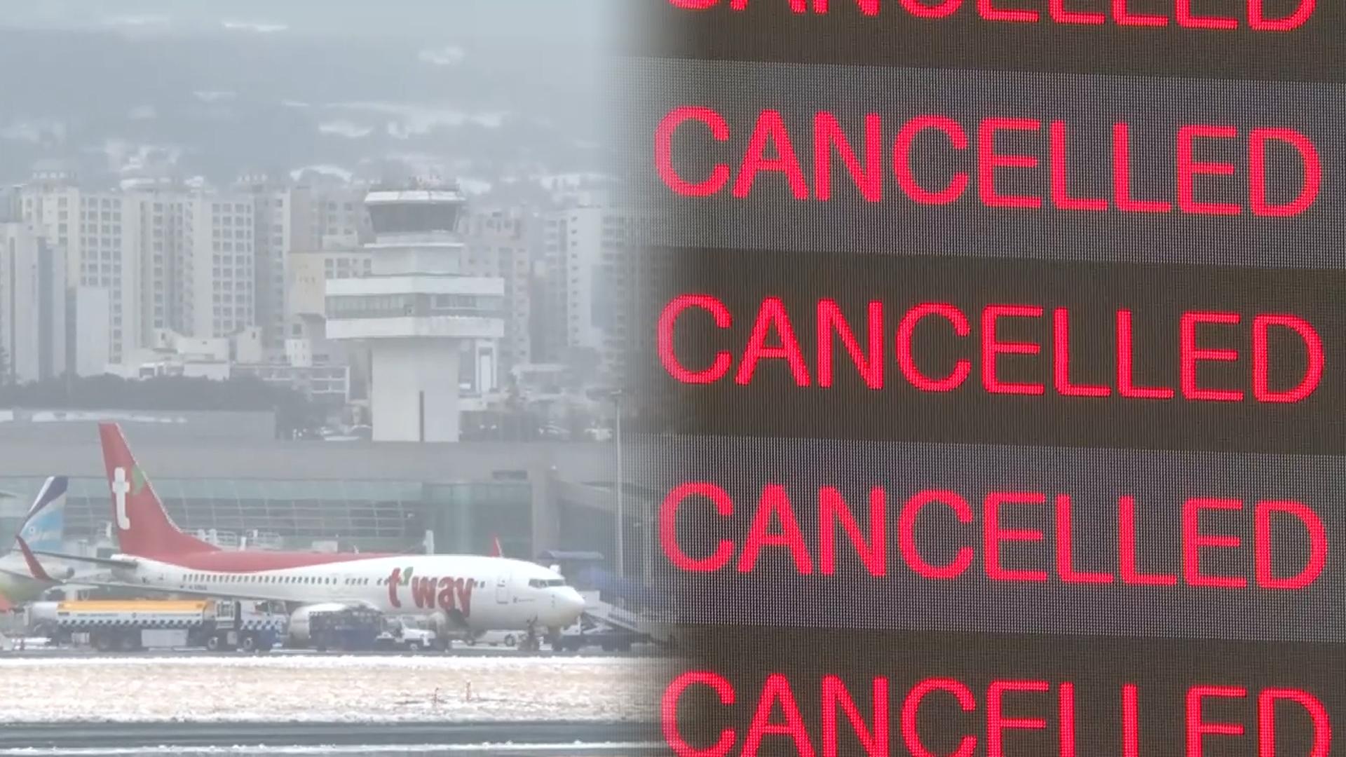 폭설 내린 제주…제주공항 결항·지연 속출