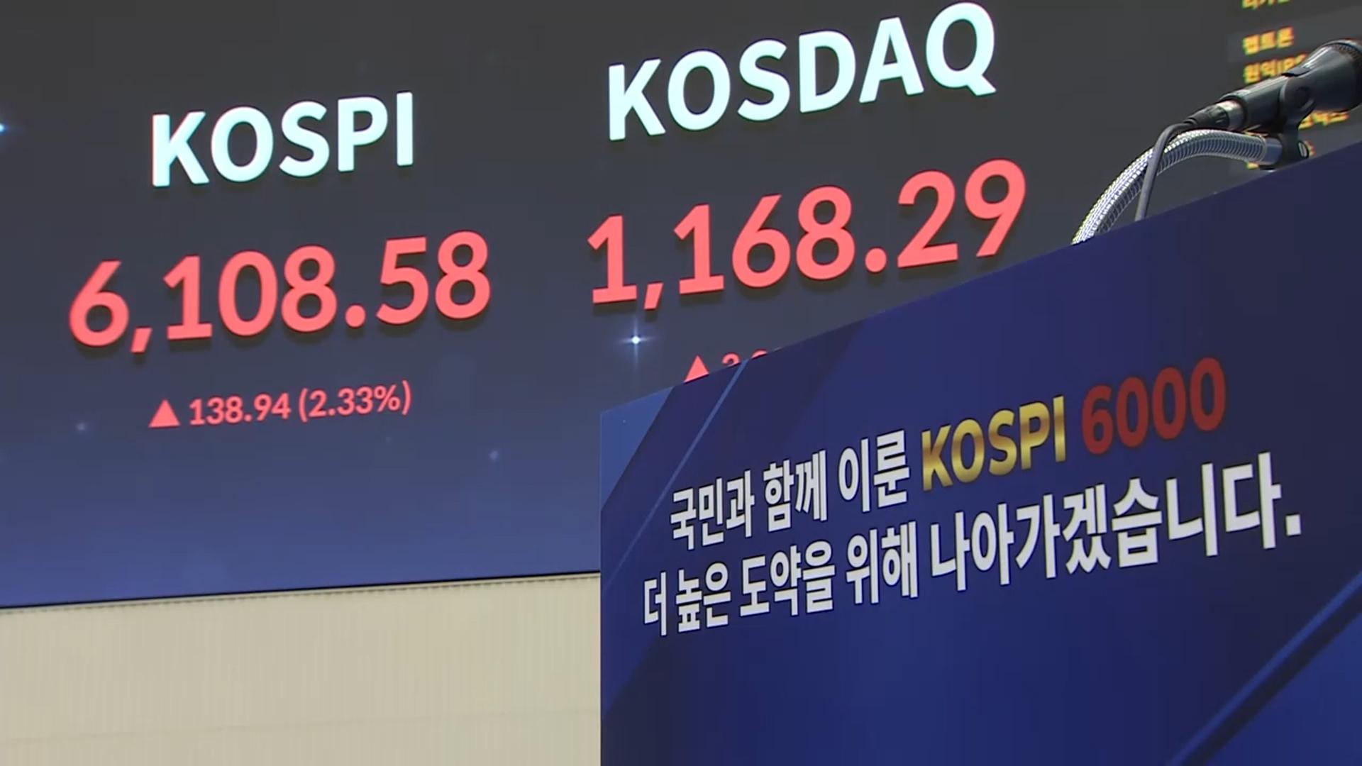 '육천피' 기록 쓴 코스피, 6,100선도 돌파