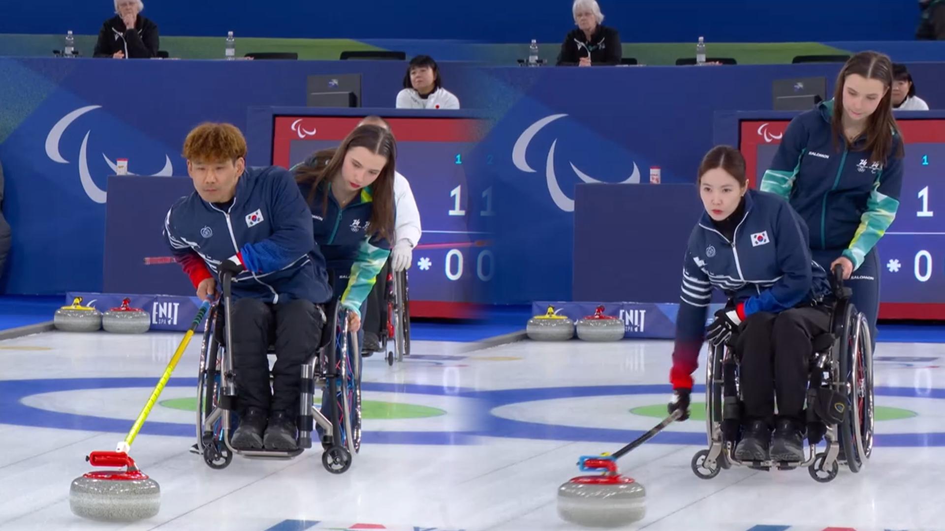 컬링 백혜진-이용석 조 2연승…한일전 9-0 완파