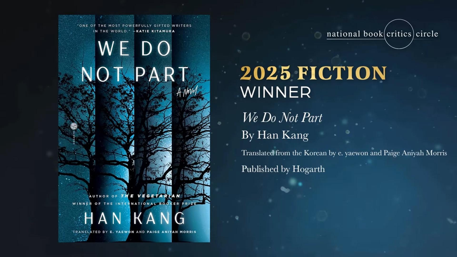 한강 '작별하지 않는다'…전미도서비평가협회상 수상