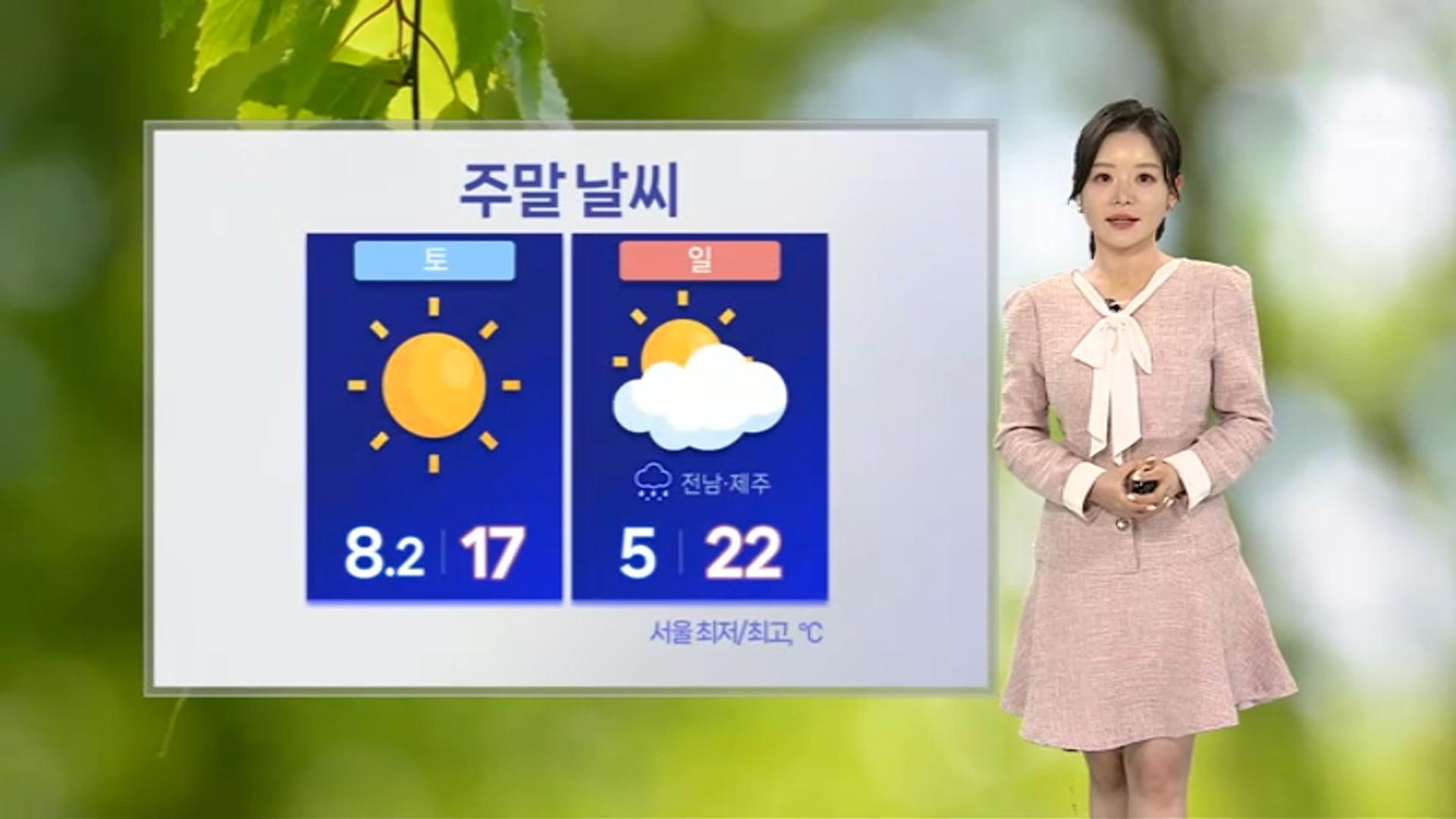[날씨] 주말 포근하지만 일교차 커…중서부 황사 영향권